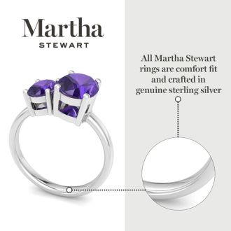 Martha Stewart 2 3/4 Carat Amethyst Two Stone Ring In Sterling Silver