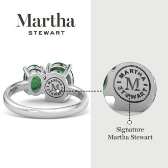 Martha Stewart 2 3/4 Carat Emerald Two Stone Ring In Sterling Silver