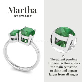 Martha Stewart 2 3/4 Carat Emerald Two Stone Ring In Sterling Silver