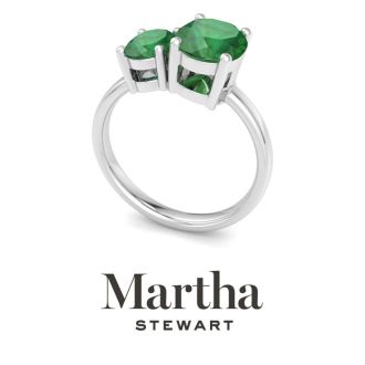 Martha Stewart 2 3/4 Carat Emerald Two Stone Ring In Sterling Silver