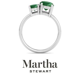 Martha Stewart 2 3/4 Carat Emerald Two Stone Ring In Sterling Silver