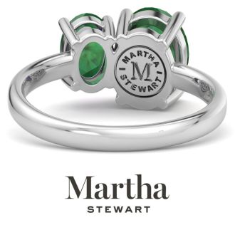 Martha Stewart 2 3/4 Carat Emerald Two Stone Ring In Sterling Silver