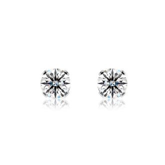 1 Carat Lab Grown Real Diamond Stud Earrings in White Gold 