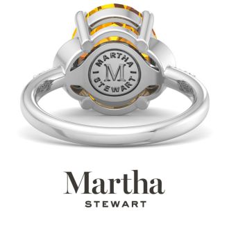 Martha Stewart 4 1/2 Carat Oval Shape Citrine and Lab Grown Diamond Ring In Sterling Silver