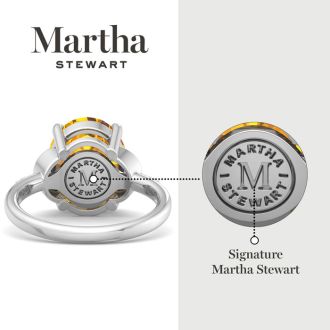 Martha Stewart 4 1/2 Carat Oval Shape Citrine and Lab Grown Diamond Ring In Sterling Silver