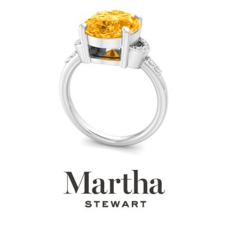 Martha Stewart 4 1/2 Carat Oval Shape Citrine and Lab Grown Diamond Ring In Sterling Silver