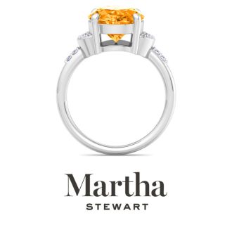 Martha Stewart 4 1/2 Carat Oval Shape Citrine and Lab Grown Diamond Ring In Sterling Silver