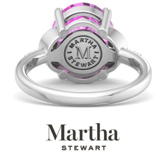 Martha Stewart 4 1/2 Carat Oval Shape Pink Sapphire and Lab Grown Diamond Ring In Sterling Silver