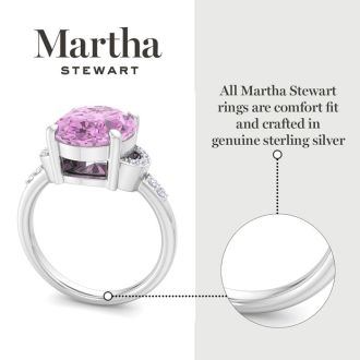 Martha Stewart 4 1/2 Carat Oval Shape Pink Sapphire and Lab Grown Diamond Ring In Sterling Silver