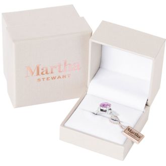 Martha Stewart 4 1/2 Carat Oval Shape Pink Sapphire and Lab Grown Diamond Ring In Sterling Silver