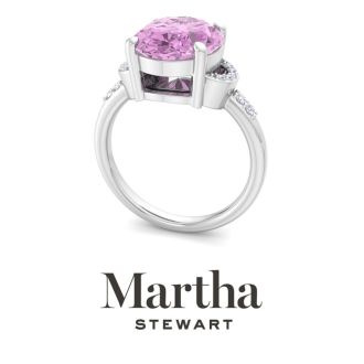 Martha Stewart 4 1/2 Carat Oval Shape Pink Sapphire and Lab Grown Diamond Ring In Sterling Silver