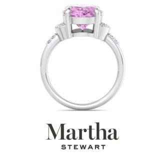 Martha Stewart 4 1/2 Carat Oval Shape Pink Sapphire and Lab Grown Diamond Ring In Sterling Silver