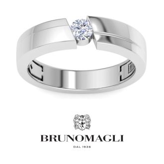 Bruno Magli Mens 1/4 Carat Round Shape Lab Grown Diamond Floating Solitaire Ring In Sterling Silver
