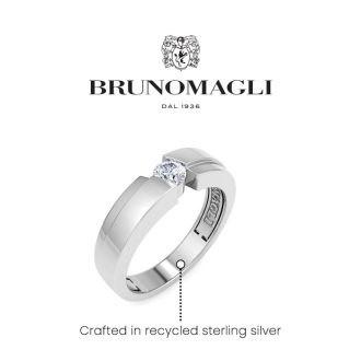Bruno Magli Mens 1/4 Carat Round Shape Lab Grown Diamond Floating Solitaire Ring In Sterling Silver