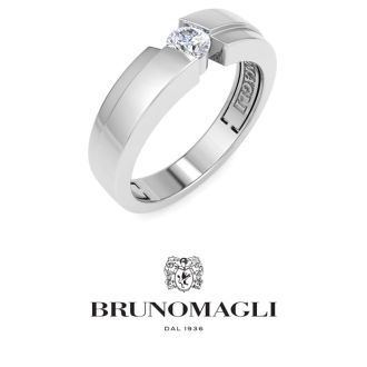 Bruno Magli Mens 1/4 Carat Round Shape Lab Grown Diamond Floating Solitaire Ring In Sterling Silver