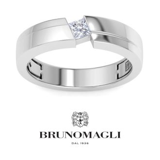 Bruno Magli Mens 1/4 Carat Princess Cut Lab Grown Diamond Floating Solitaire Ring In Sterling Silver