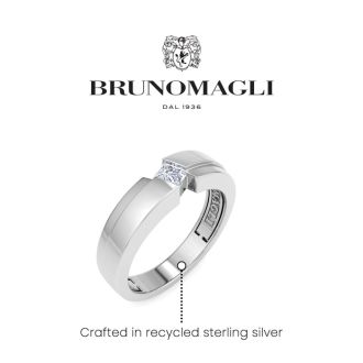 Bruno Magli Mens 1/4 Carat Princess Cut Lab Grown Diamond Floating Solitaire Ring In Sterling Silver