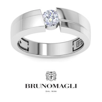 Bruno Magli Mens 1/2 Carat Round Shape Lab Grown Diamond Floating Solitaire Ring In Sterling Silver