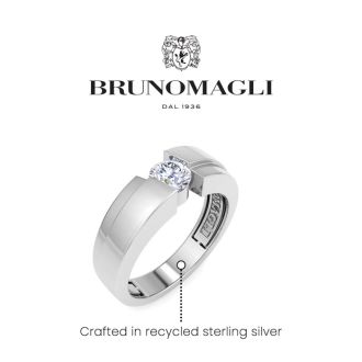 Bruno Magli Mens 1/2 Carat Round Shape Lab Grown Diamond Floating Solitaire Ring In Sterling Silver