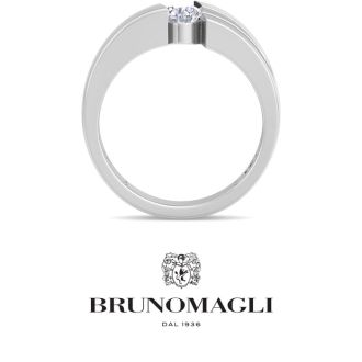 Bruno Magli Mens 1/2 Carat Round Shape Lab Grown Diamond Floating Solitaire Ring In Sterling Silver