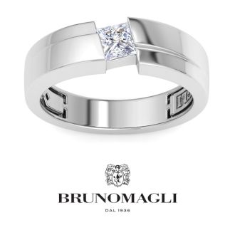 Bruno Magli Mens 1/2 Carat Princess Cut Lab Grown Diamond Floating Solitaire Ring In Sterling Silver
