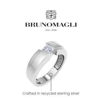 Bruno Magli Mens 1/2 Carat Princess Cut Lab Grown Diamond Floating Solitaire Ring In Sterling Silver