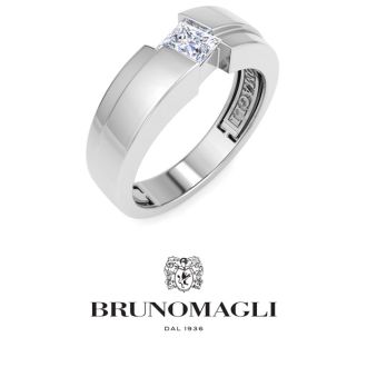 Bruno Magli Mens 1/2 Carat Princess Cut Lab Grown Diamond Floating Solitaire Ring In Sterling Silver