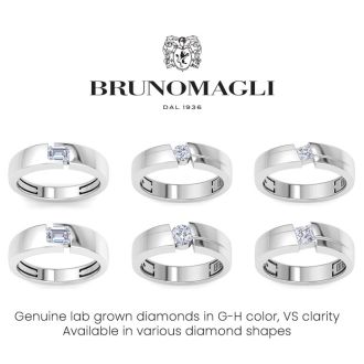 Bruno Magli Mens 3/4 Carat Emerald Cut Lab Grown Diamond Floating Solitaire Ring In Sterling Silver