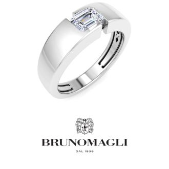 Bruno Magli Mens 3/4 Carat Emerald Cut Lab Grown Diamond Floating Solitaire Ring In Sterling Silver