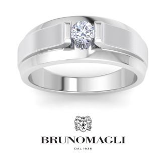 Bruno Magli Mens 1/3 Carat Round Shape Lab Grown Diamond Solitaire Ring In Sterling Silver
