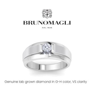 Bruno Magli Mens 1/3 Carat Round Shape Lab Grown Diamond Solitaire Ring In Sterling Silver