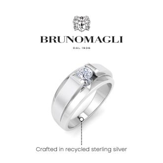 Bruno Magli Mens 1/3 Carat Round Shape Lab Grown Diamond Solitaire Ring In Sterling Silver