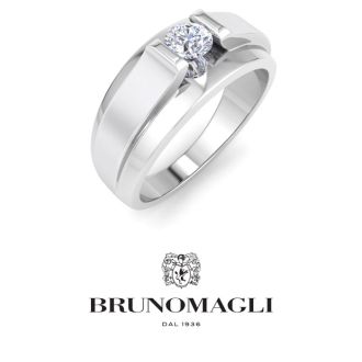 Bruno Magli Mens 1/3 Carat Round Shape Lab Grown Diamond Solitaire Ring In Sterling Silver