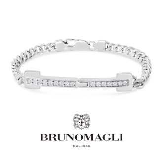 Bruno Magli Mens Pietro 1/2 Carat Lab Grown Diamond Bracelet In Sterling Silver, 8 Inches