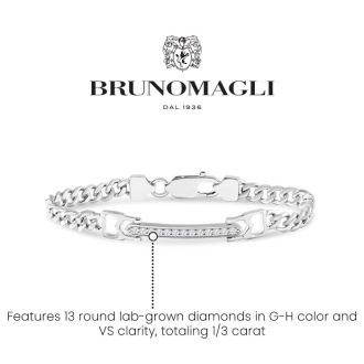 Bruno Magli Mens Daniele 1/3 Carat Lab Grown Diamond Bracelet In Sterling Silver, 8 Inches