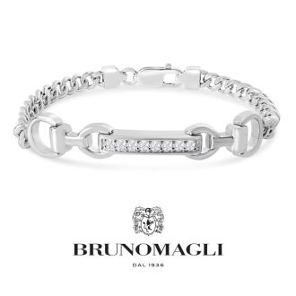 Bruno Magli Mens Filippo 1/4 Carat Lab Grown Diamond Bracelet In Sterling Silver, 8 Inches