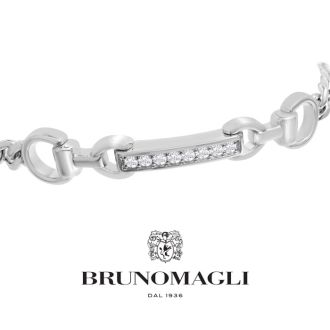 Bruno Magli Mens Filippo 1/4 Carat Lab Grown Diamond Bracelet In Sterling Silver, 8 Inches