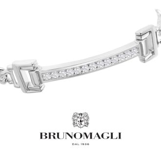 Bruno Magli Mens Emanuele 1/3 Carat Lab Grown Diamond Bracelet In Sterling Silver, 8 Inches