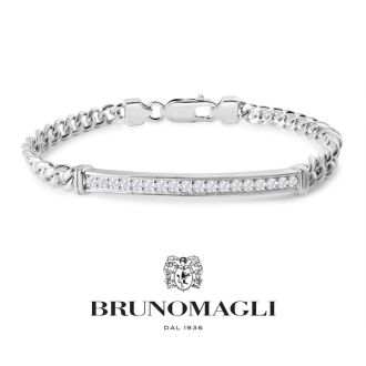 Bruno Magli Mens Domenico 1/2 Carat Lab Grown Diamond Bracelet In Sterling Silver, 8 Inches