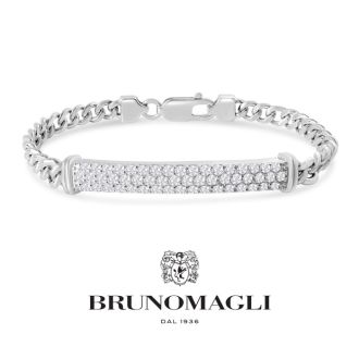 Bruno Magli Mens Giuseppe 1 1/2 Carat Lab Grown Diamond Bracelet In Sterling Silver, 8 Inches