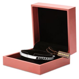 Bruno Magli Mens Carlo 1/10 Carat Lab Grown Diamond Bracelet In Sterling Silver, 8 Inches