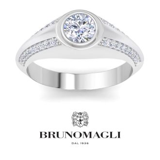Bruno Magli Mens 1 1/2 Carat Round Shape Lab Grown Diamond Ring In Sterling Silver