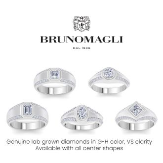 Bruno Magli Mens 1 1/2 Carat Round Shape Lab Grown Diamond Ring In Sterling Silver