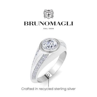 Bruno Magli Mens 1 1/2 Carat Round Shape Lab Grown Diamond Ring In Sterling Silver