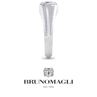 Bruno Magli Mens 1 1/2 Carat Round Shape Lab Grown Diamond Ring In Sterling Silver