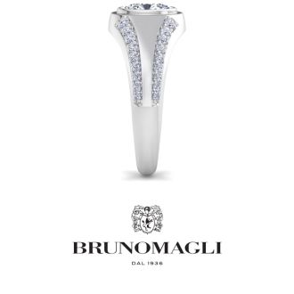 Bruno Magli Mens 1 1/2 Carat Oval Shape Lab Grown Diamond Ring In Sterling Silver