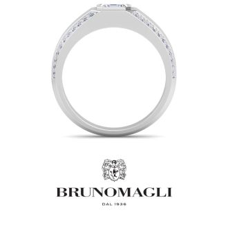 Bruno Magli Mens 1 1/2 Carat Asscher Cut Lab Grown Diamond Ring In Sterling Silver