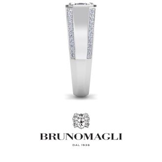 Bruno Magli Mens 1 1/2 Carat Asscher Cut Lab Grown Diamond Ring In Sterling Silver