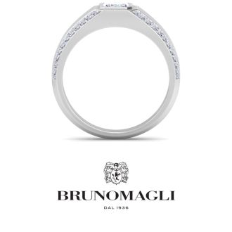 Bruno Magli Mens 1 1/2 Carat Emerald Cut Lab Grown Diamond Ring In Sterling Silver