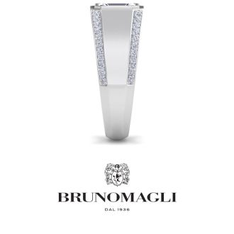 Bruno Magli Mens 1 1/2 Carat Emerald Cut Lab Grown Diamond Ring In Sterling Silver